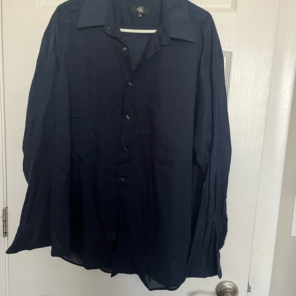 Calvin Klein Navy Button-Up Shirt